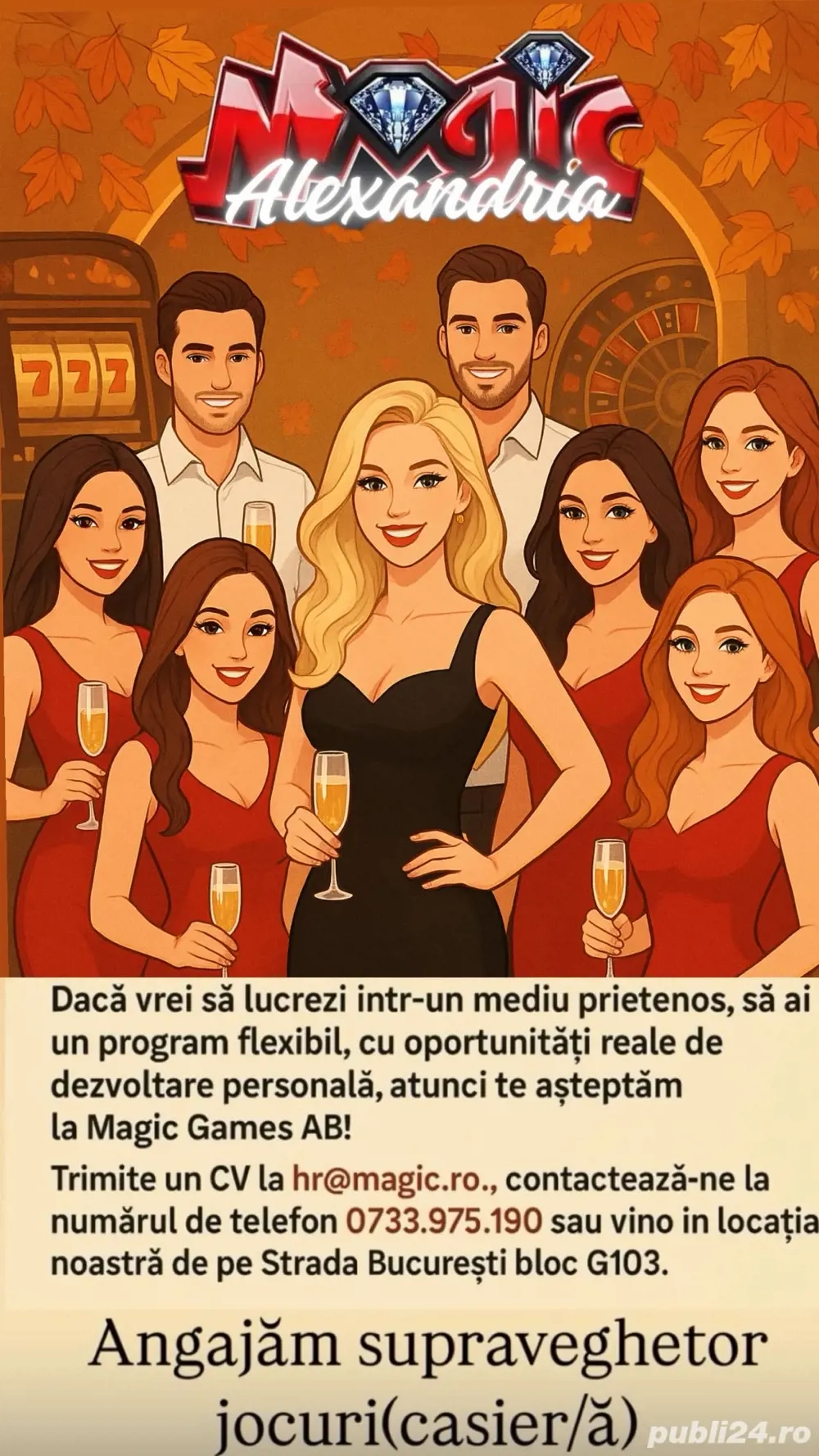 angajam supraveghetor jocuri(casier a)