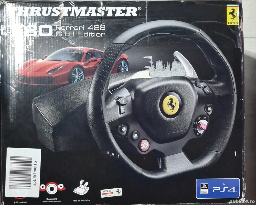 Volan Thrustmaster T80 RW Ferrari 488 GTB pentru , PlayStation 4, PC
