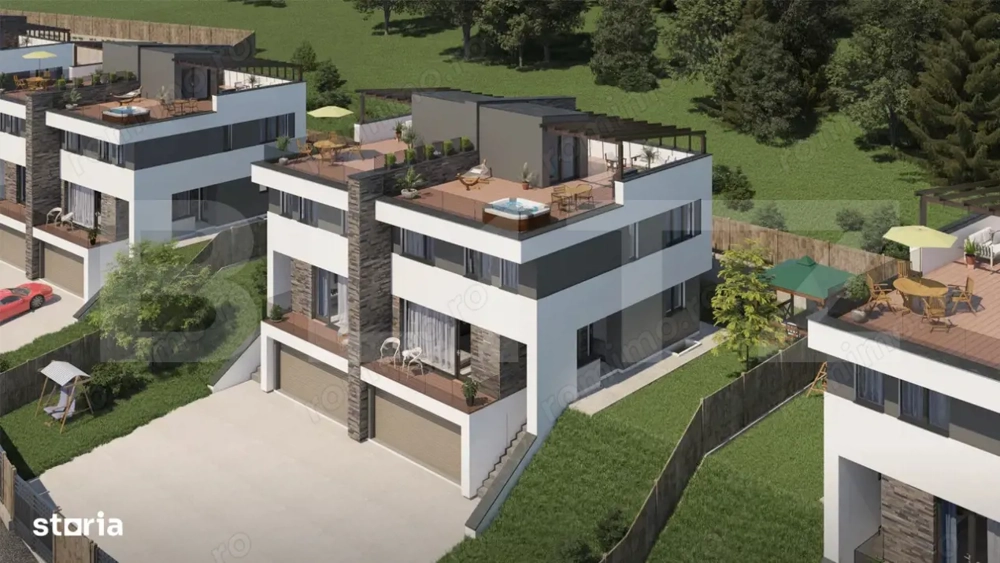 Casa moderna cu terasa panoramica si garaj dublu – confort, intimitate