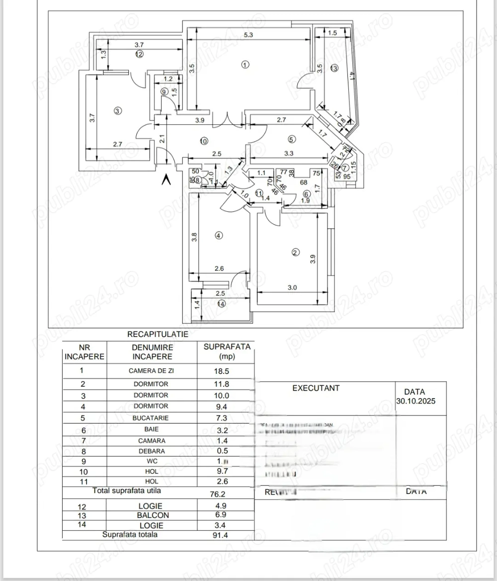 Apartament 4 camere  etaj 1  General Magheru Rm Valcea 