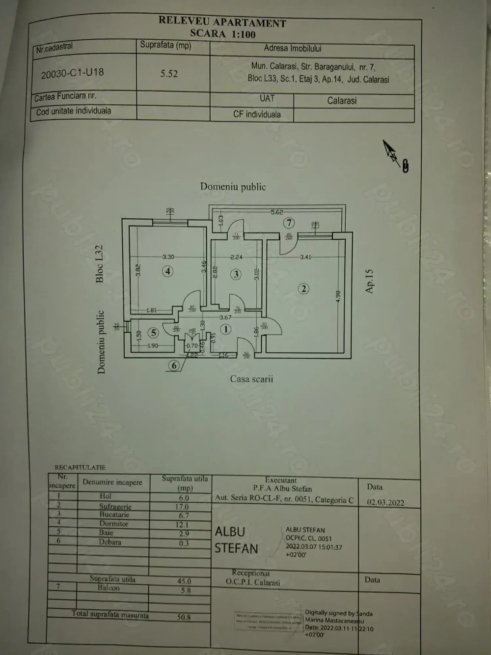 De vânzare apartament 2 camere în Călărași 