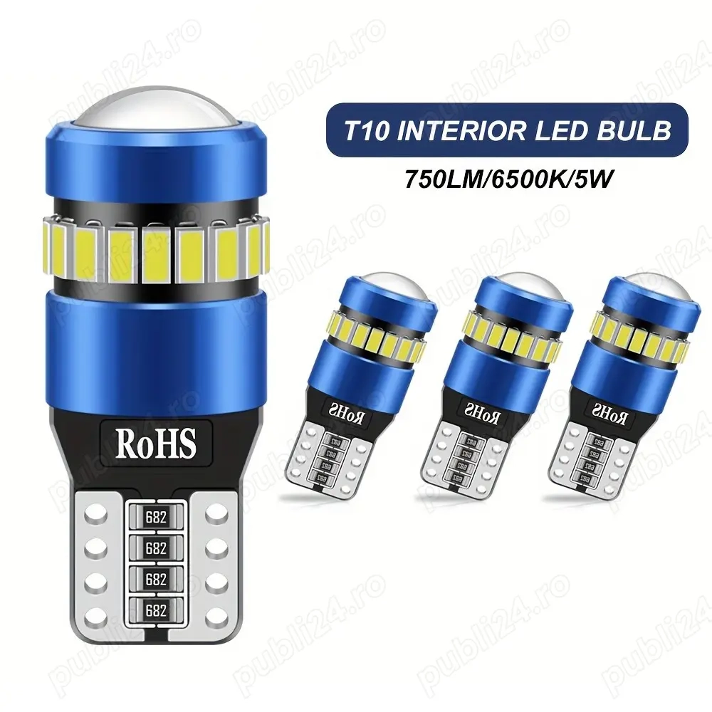 Bec Led Auto T10 W5W Can-Bus ready, 12V-19V lumina alba 6500K