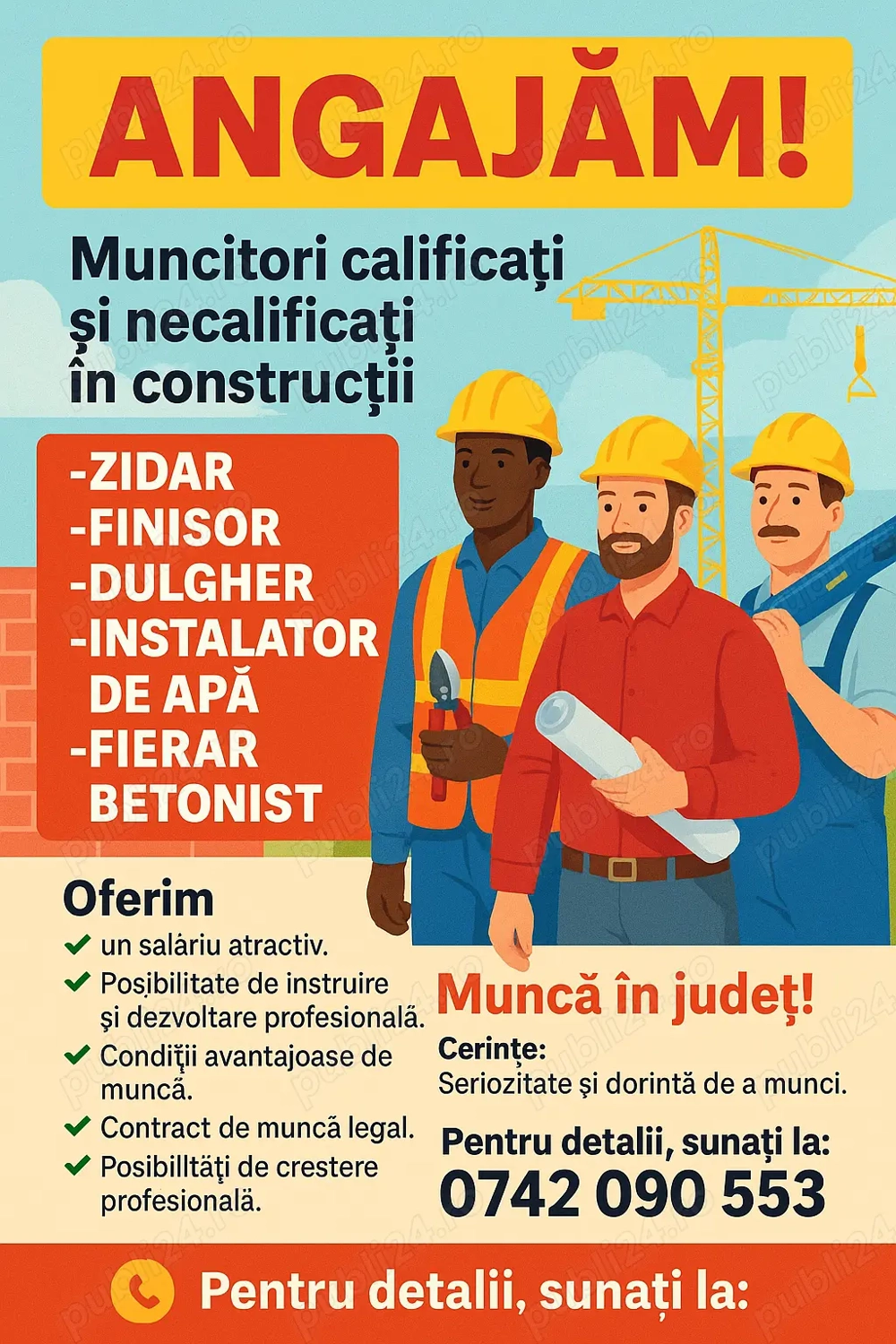 Angajăm Muncitori calificați si necalificați în construcții- jud Bihor 