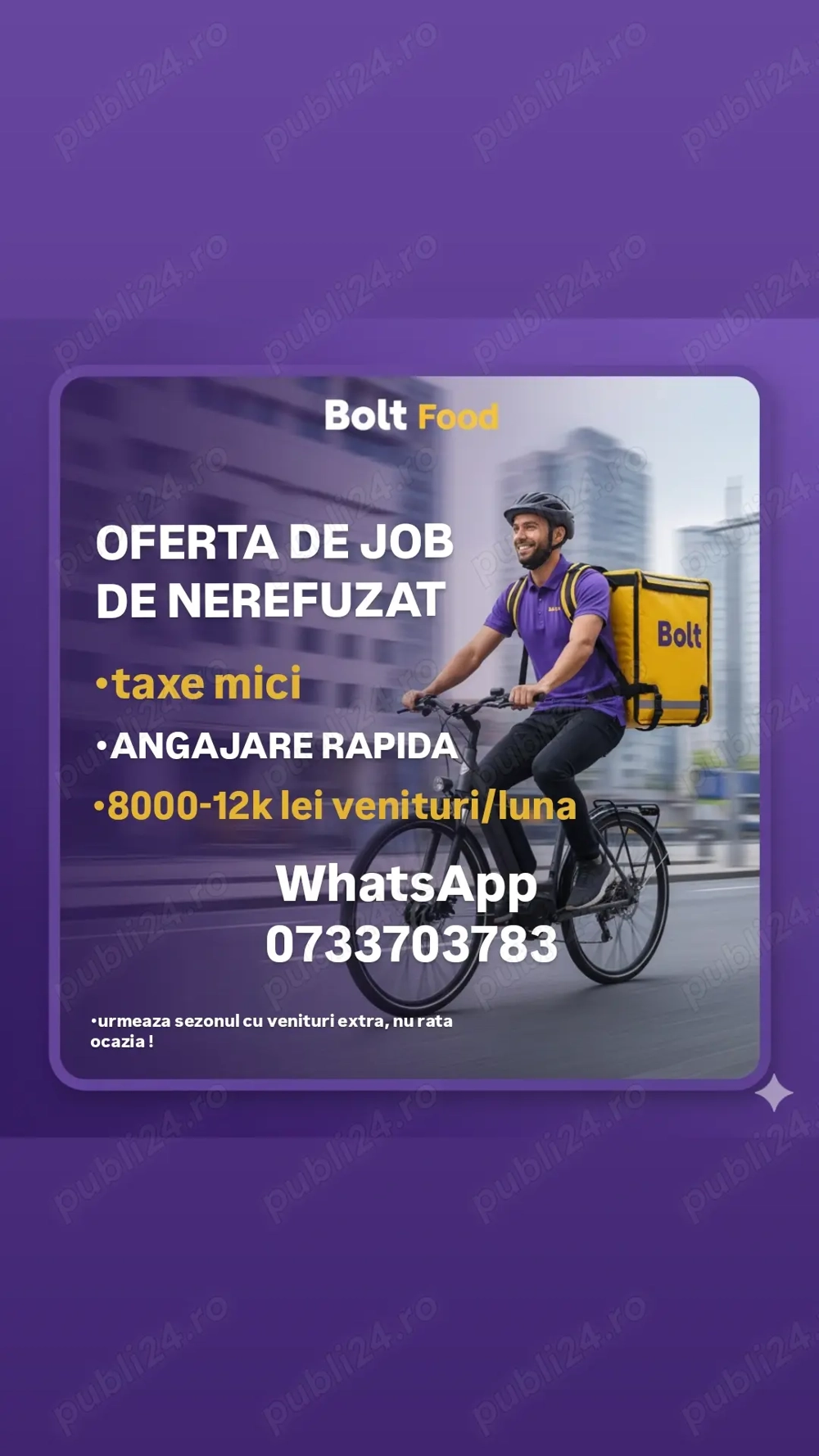BOLT FOOD courier angajeaza București 
