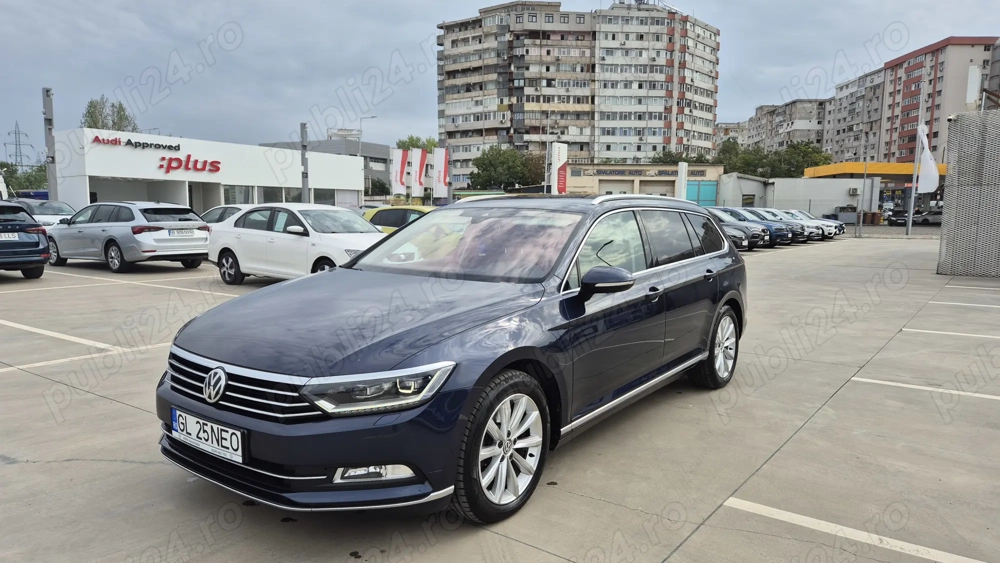 VW Passat B8 Variant, 2.0 TDI 150 CP, echipare Highline, DSG albastru