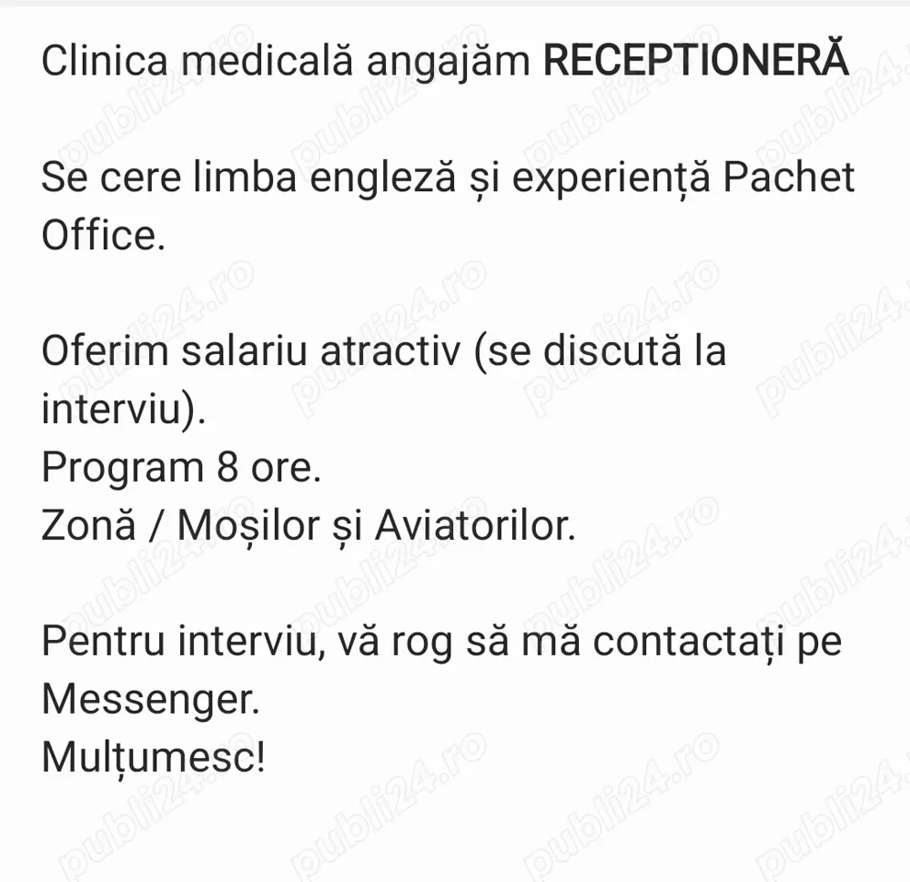 Recepționera clinica medicală 