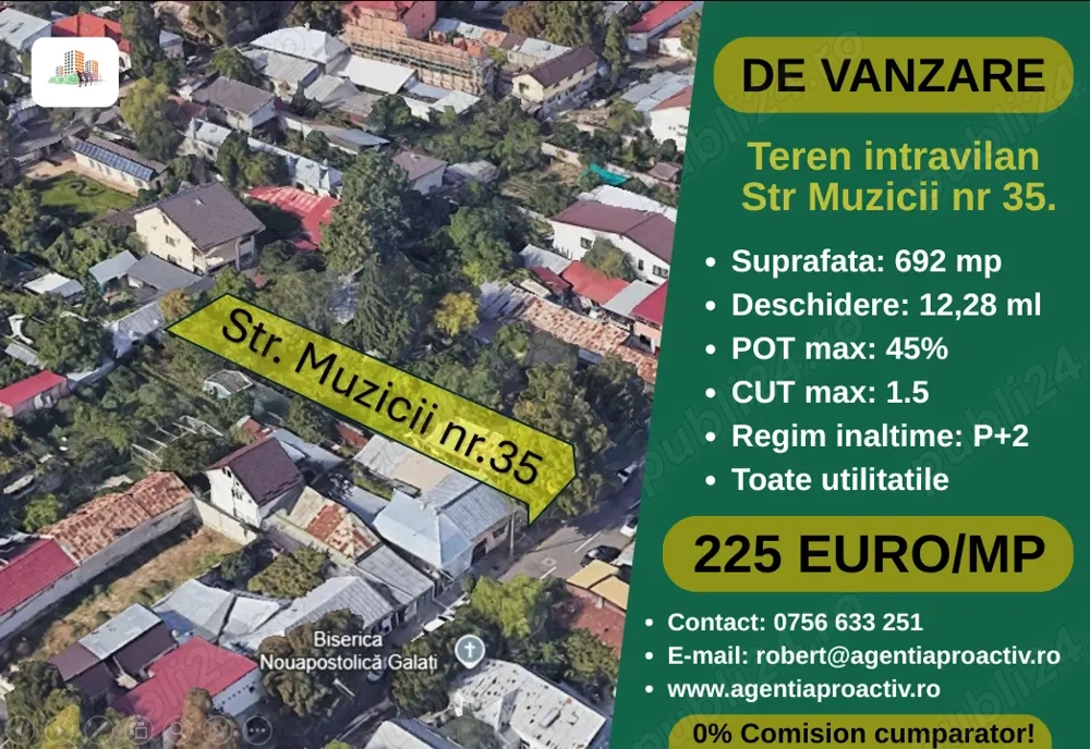 Oportunitate! Teren intravilan amplasat in centrul geografic al orașului Galați.
