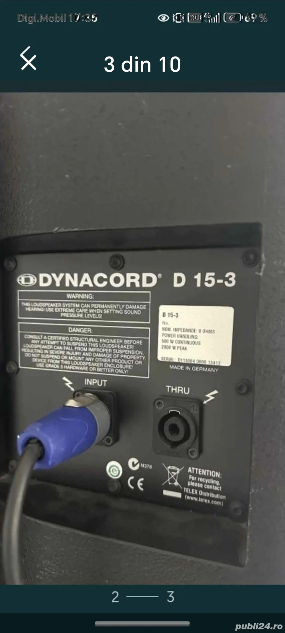 Boxe Dynacord d 15 3 