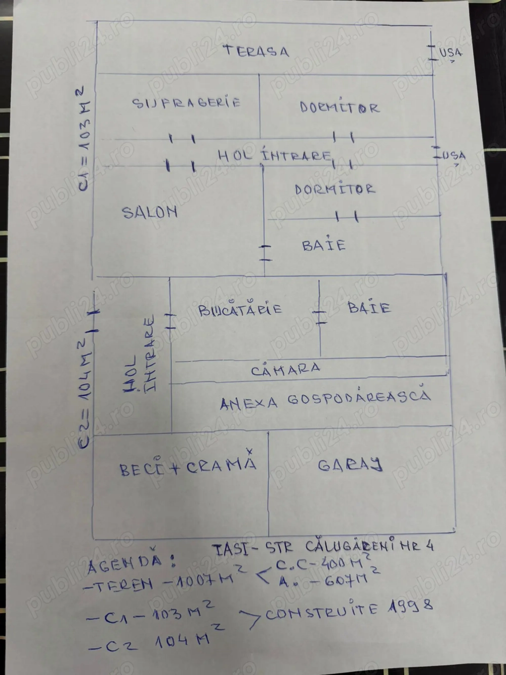 Casa si anexa de vanzare str.Calugareni, cartier Crucea Rosie