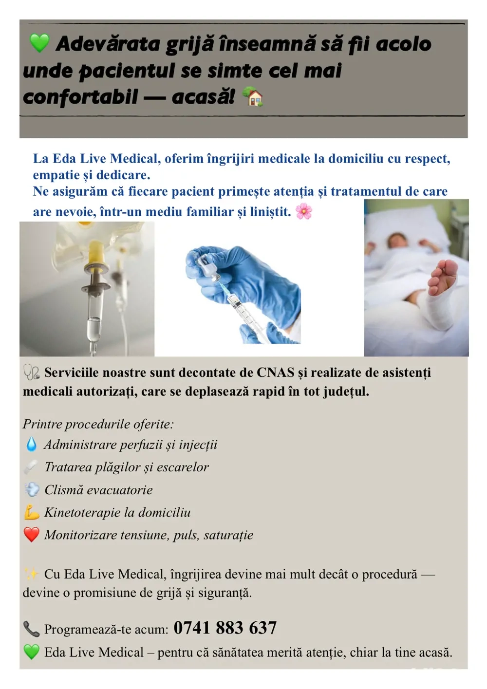 Ingrijiri Medicale Gratuite la domiciliu ! 