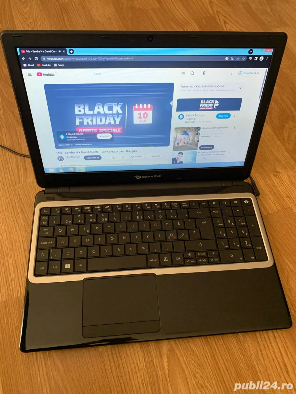 Laptop Packard-bell Slim Display 15,6 inch Led,Windows,4gb ram,320gb m,functional cu incarcator