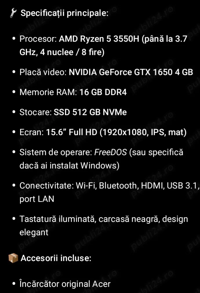 Vând laptop Acer în stare foarte buna