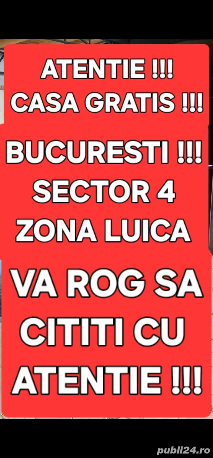 CASA GRATIS Sect.4 LUICA 2 Camere Necesita Renovare