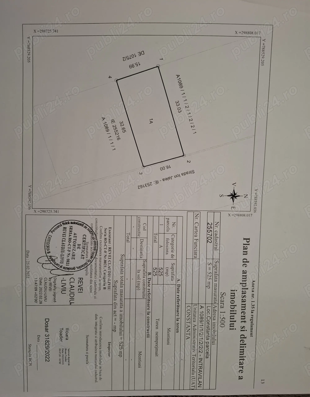De vanzare teren 525mp