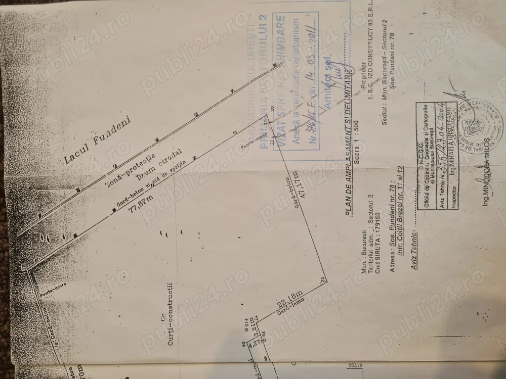 Vânzare teren Soseaua Fundeni cu iesire la lac 5000 m pret 520 eur m , negociabil