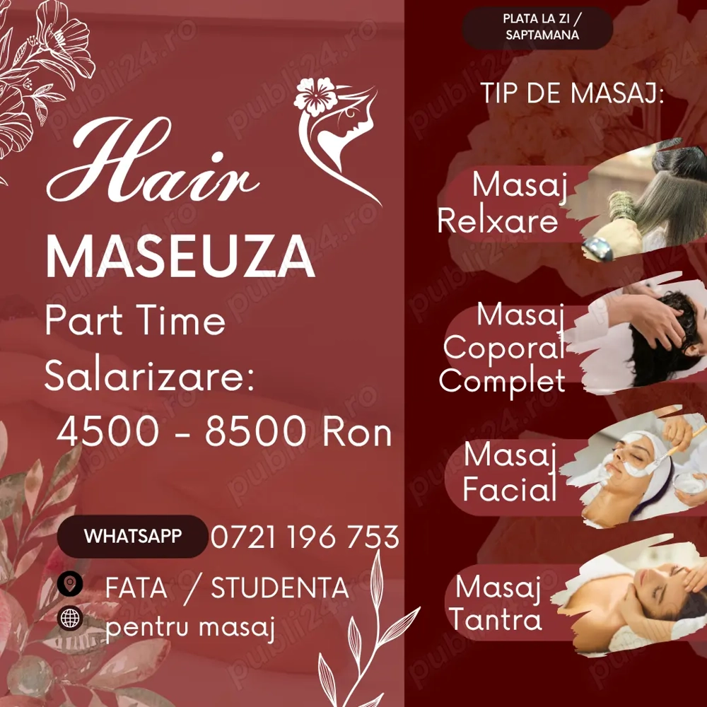 Maseuză E_RO.TIC, Nude, Masare de Relaxare Tan.tra, Part-Time. Fara Experiență. 