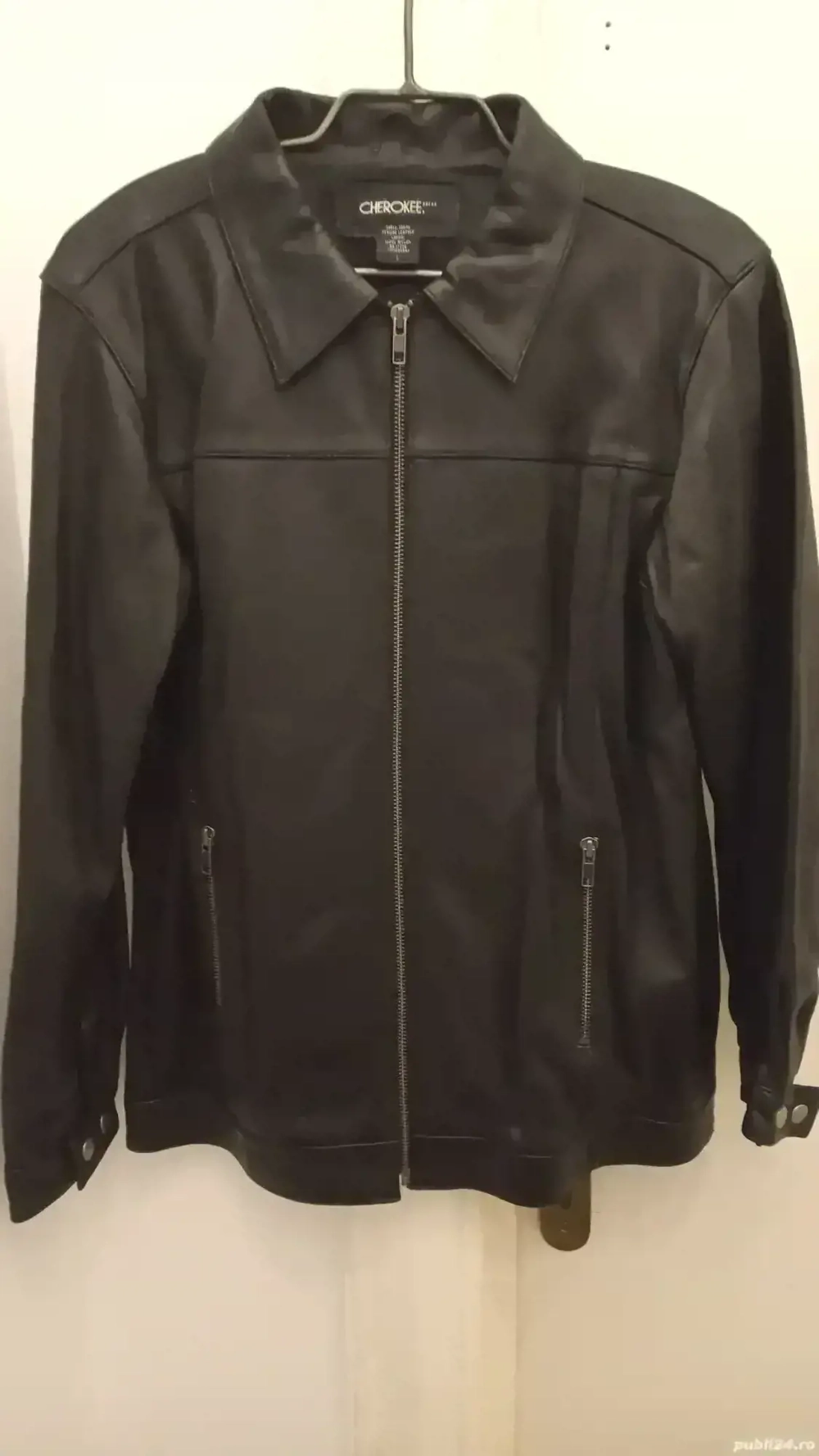 CHEROKEE Giaca Piele Fina Naturala Neagra Noua Lux De Dama Made USA Large Calitate Extra Pret 325Lei