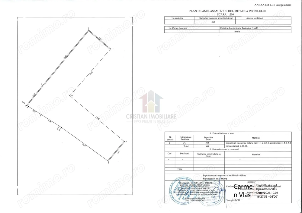 Ultracentral -Lic. Balcescu Teren intravilan  363 mp, 2 deschideri de 8m si 7 m,