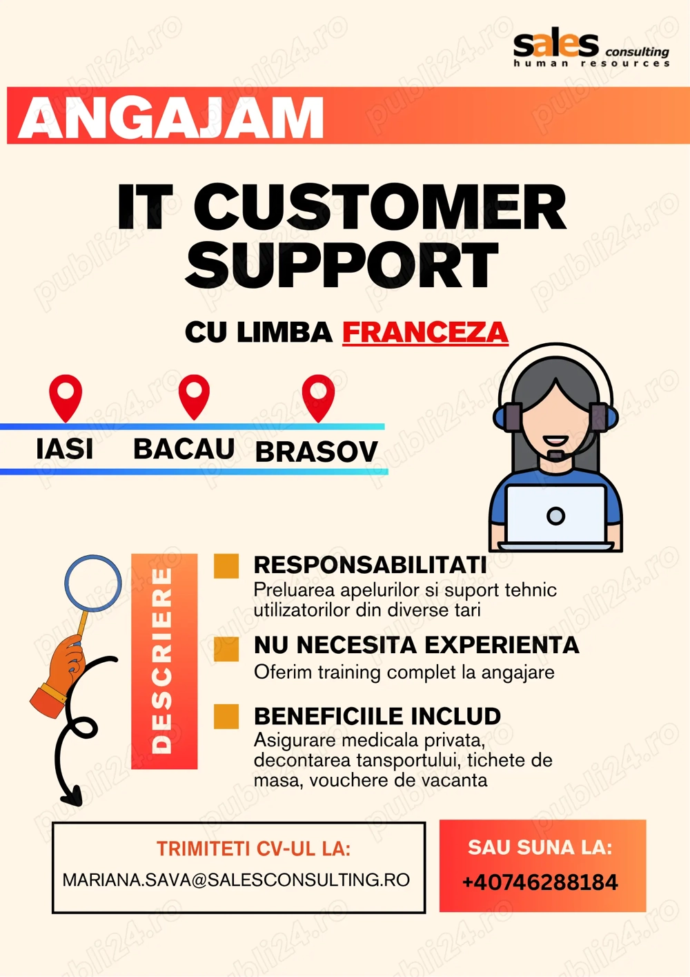 IT customer support specialist suport tehnic cu franceza