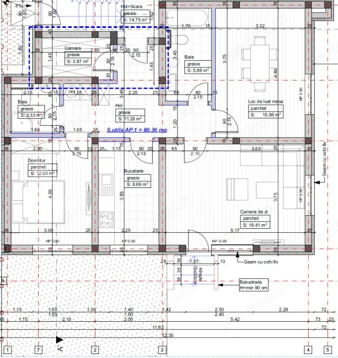 Apartament 3 camere, decomandat – 81 mp utili - 70 mp gradina, zona Planetelor