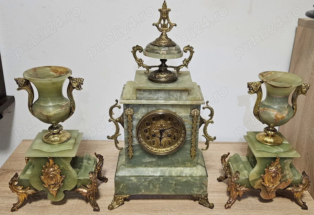 Ceas de semineu cu pendul Japy Freres - 3 piese Onix