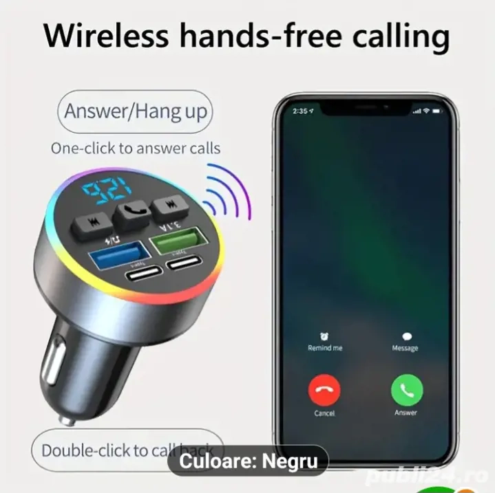 Incarcator telefon pentru masina cu mp 3 player și Bluetooth 