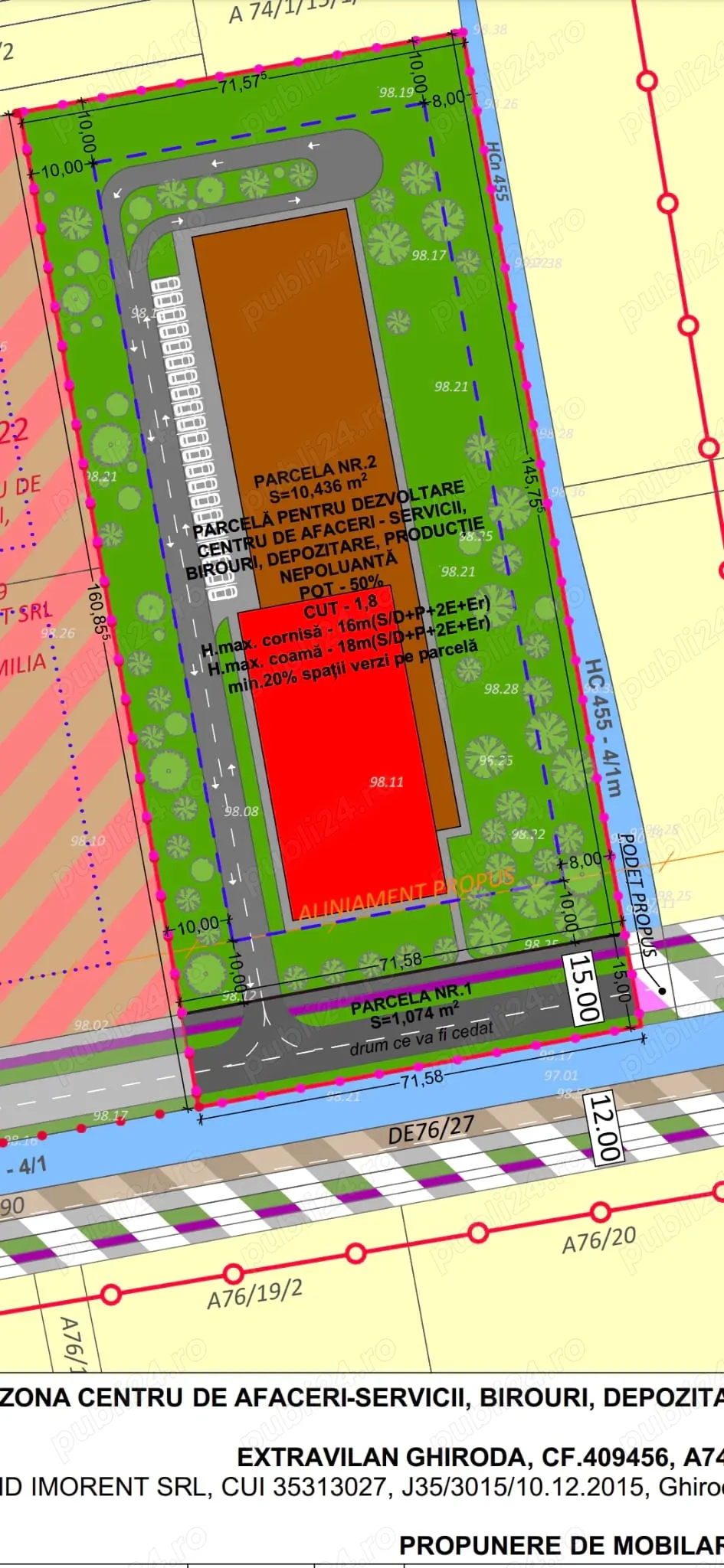 Vand 10436 mp teren industrial cu PUZ hala productie nepoluanta zona aeroport