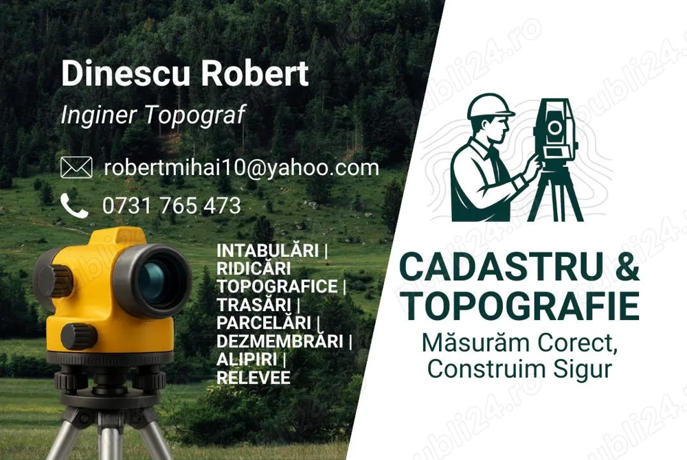 Servicii Topografie-Cadastru-Intabulari-Dezmembrari-Alipiri-Trasari