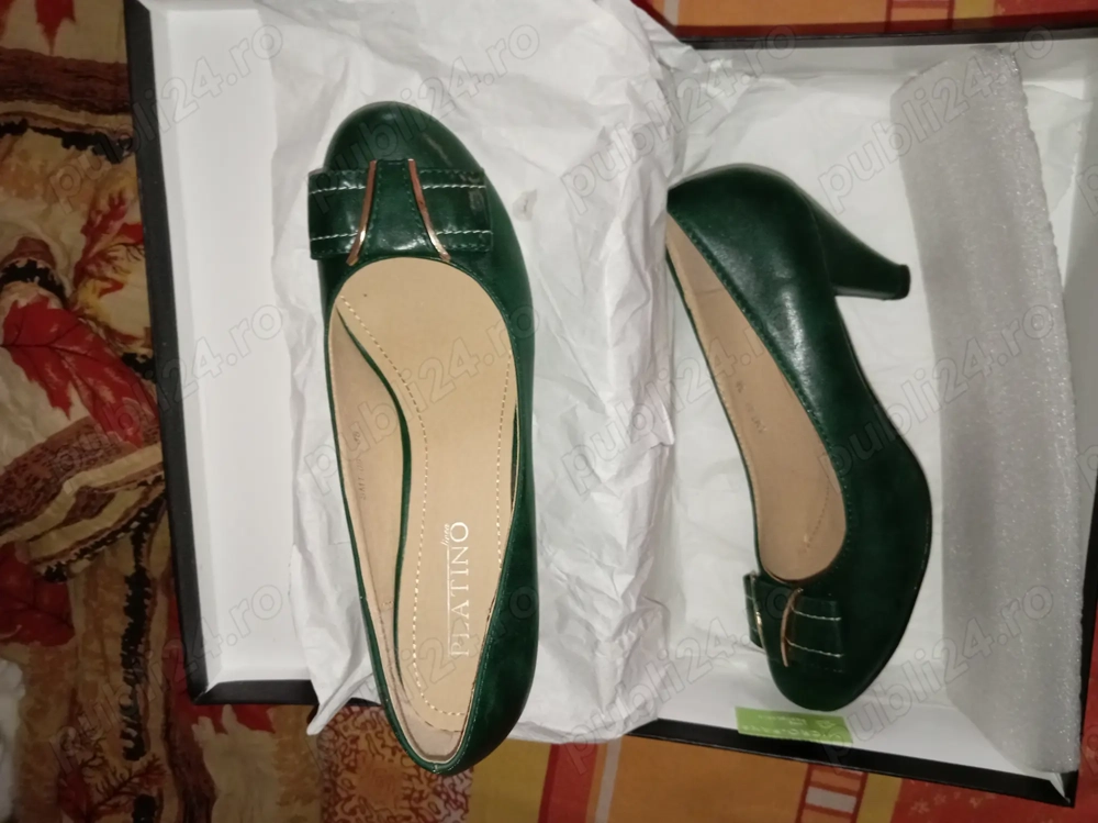 Pantofi de calitate size 38* toc 6cm. Platino