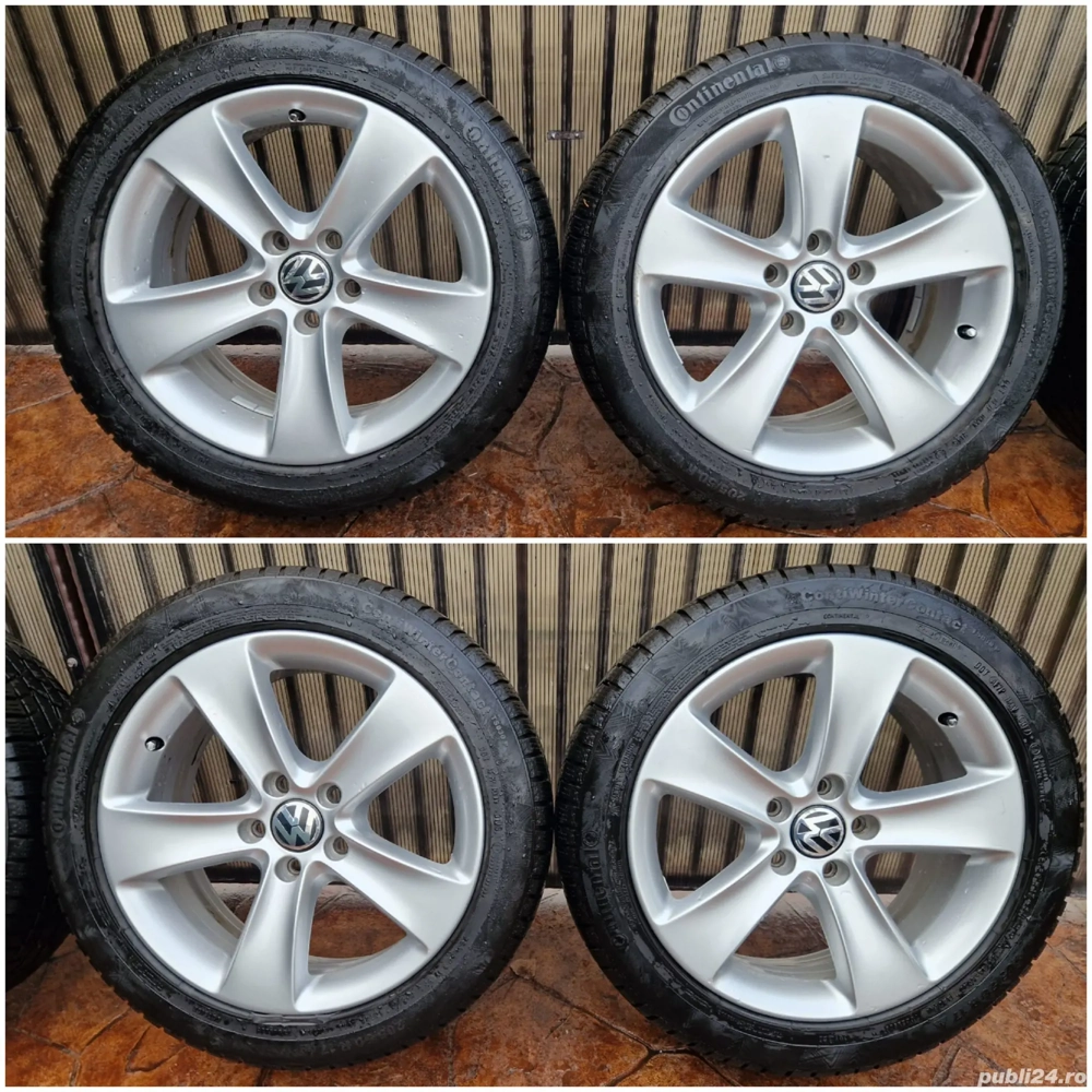 Jante aliaj VW originale R17 ( golf passat jetta)+iarnă Continental