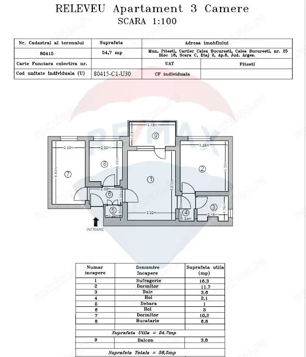 Vânzare apartament 3 camere – Calea București, Pitești