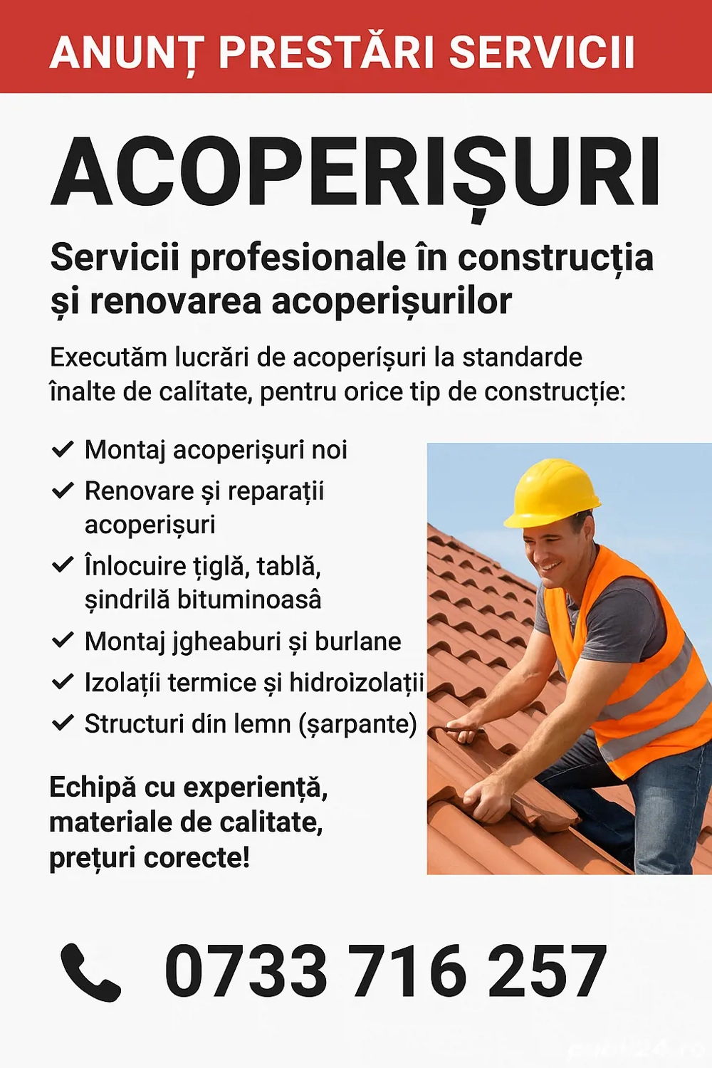 Acoperisuri, constructii si reparatii