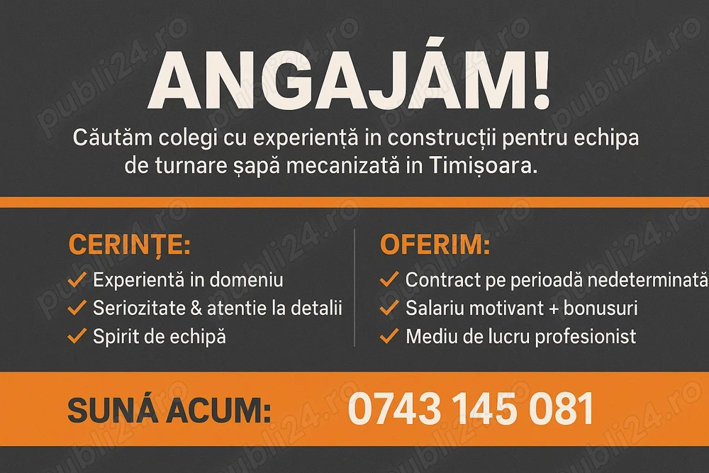 Anunț de Angajare: Muncitor Turnare Șapă Mecanizată