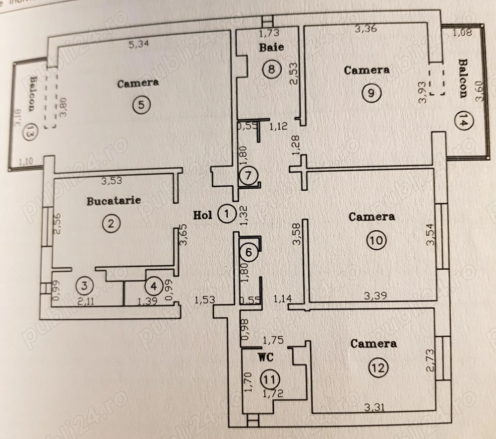 PROPRIETAR, Vând apartament cu 4 camere decomandat 