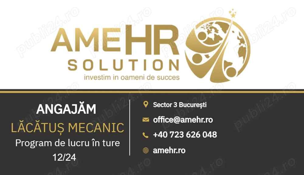 Angajăm Lăcătuș mecanic în fabrică