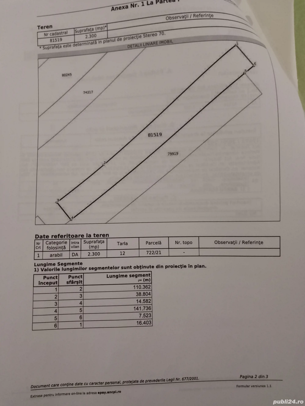 Vand 2300 m2 teren intravilan