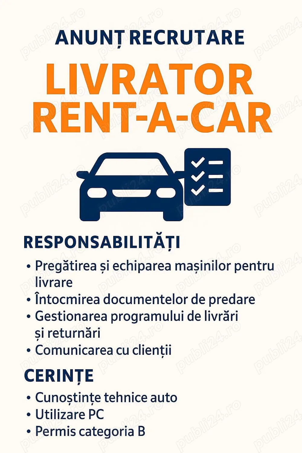 Angajam livrator Rent a Car Bucuresti