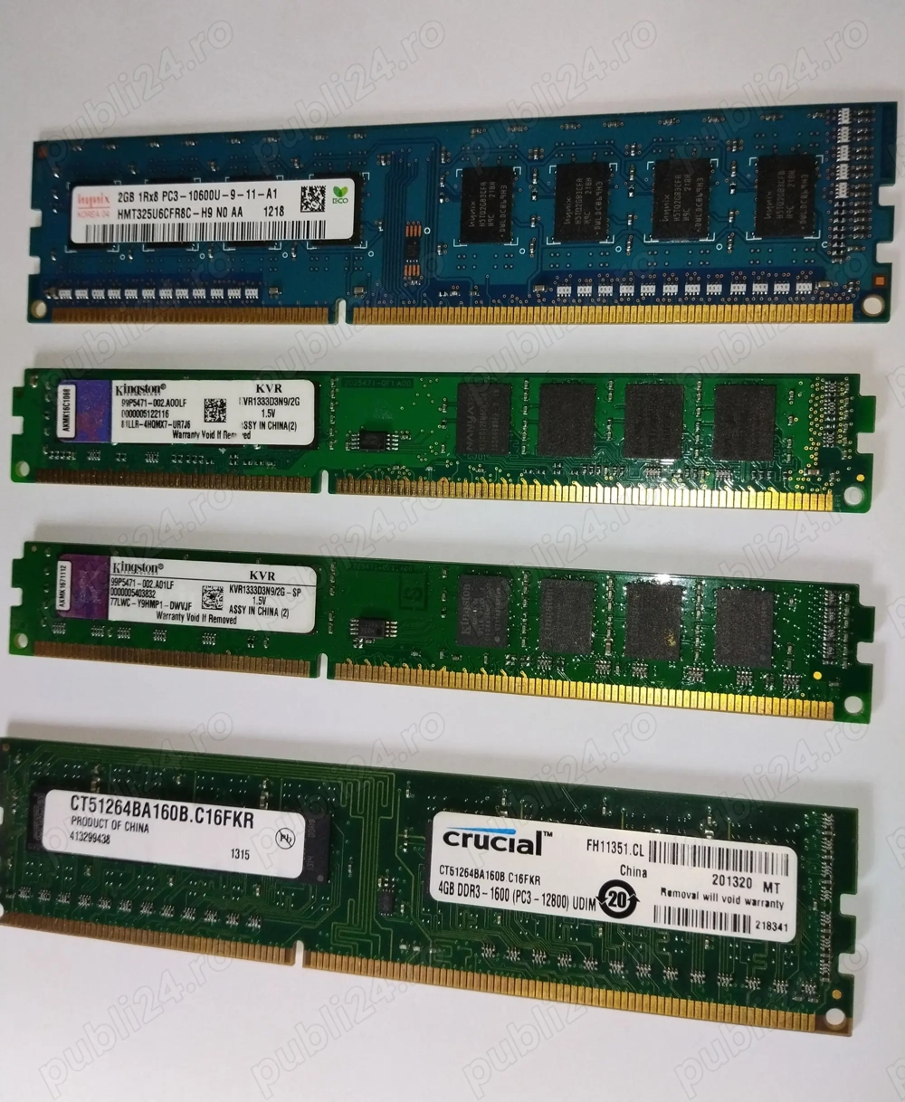 Vând memorii RAM DDR3   2GB și 4GB, testate și funcționale