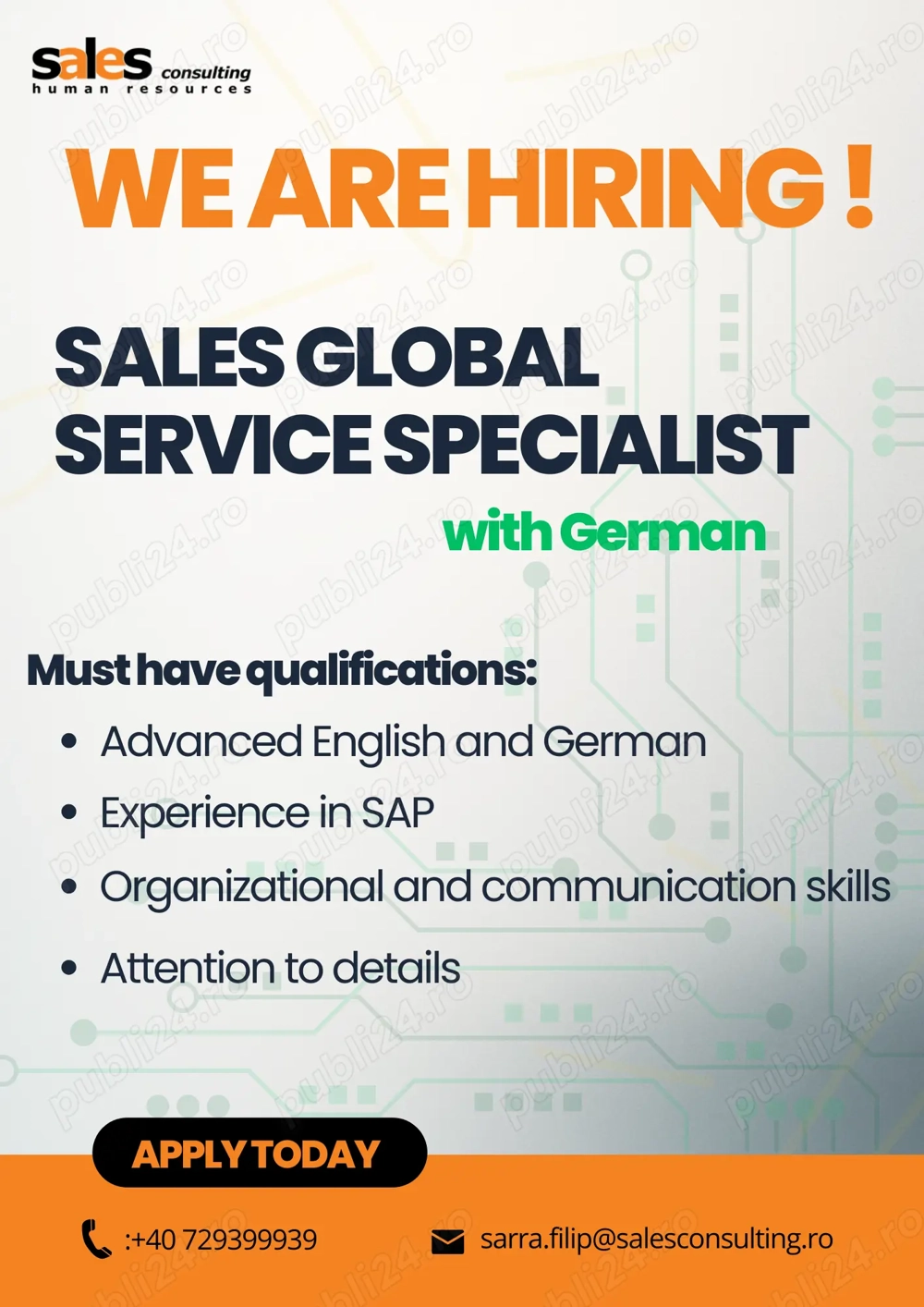 Sales Global Service Specialist with German