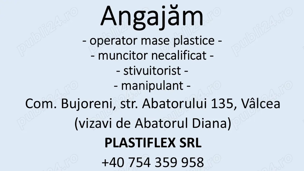 PLASTIFLEX SRL - Angajam personal