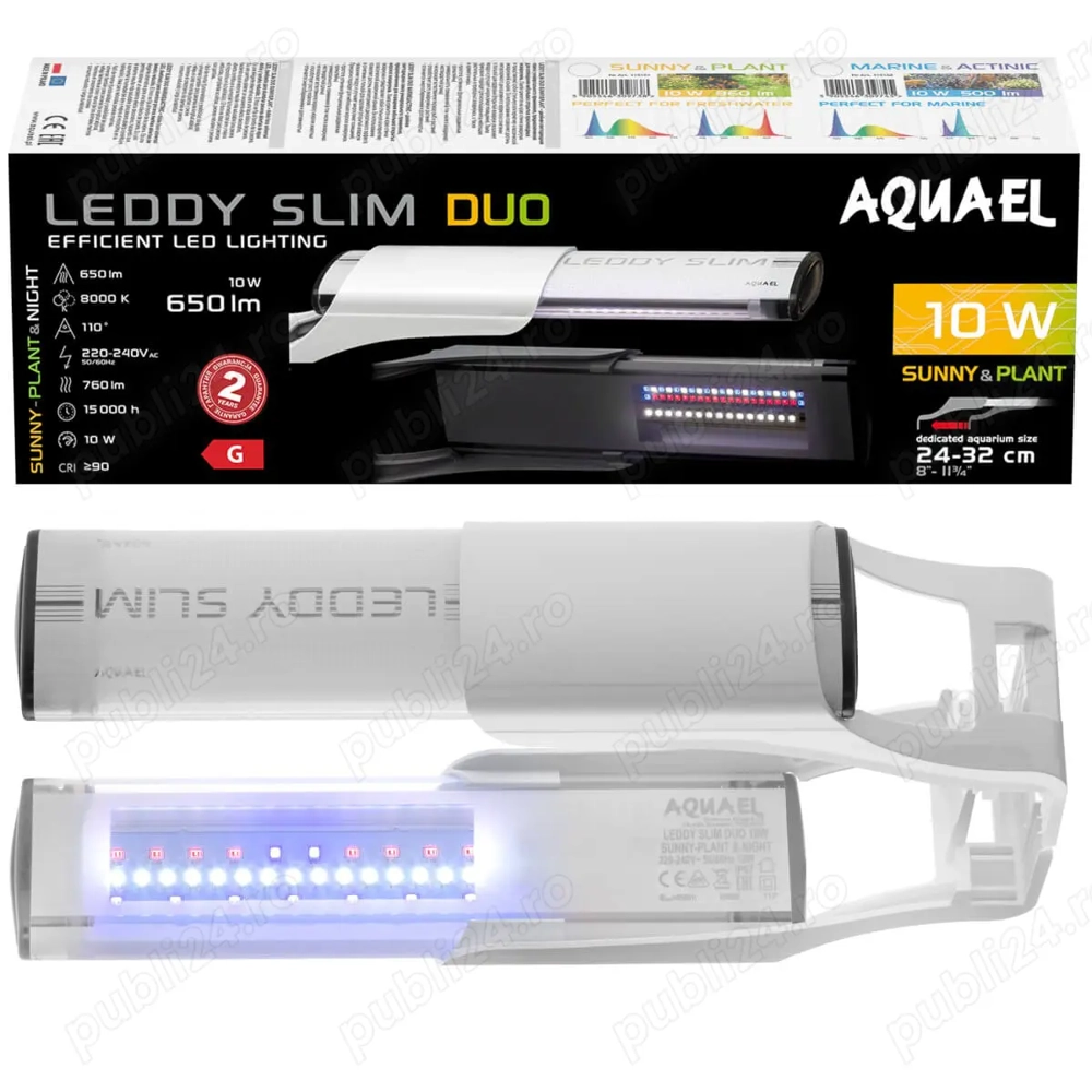 Lampa LED pt acvarii, Aquael, Leddy Slim Duo, 10W, 20-30cm garantie