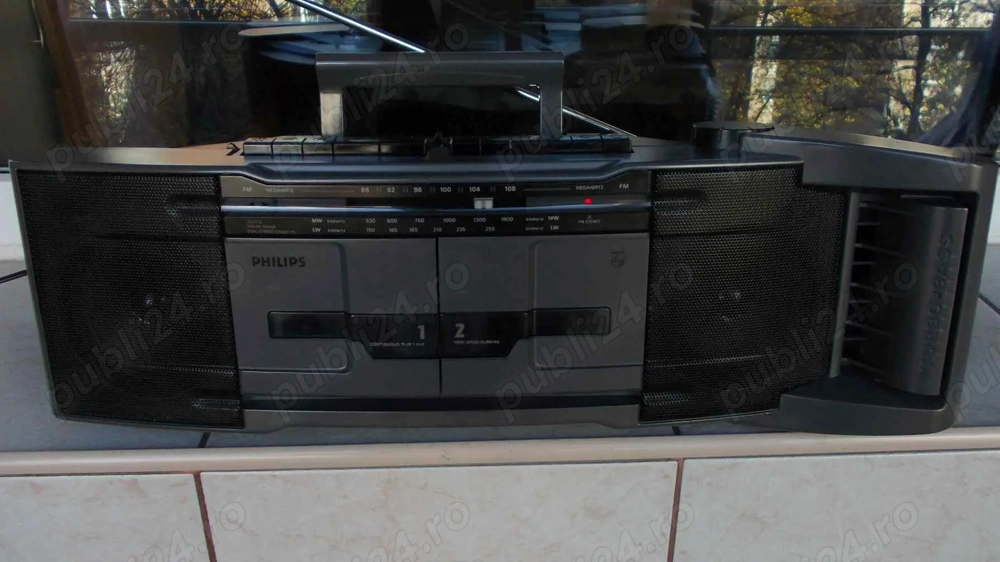 Radio Philips Aw7112 dublu casetofon portabil,vintage Malaysia