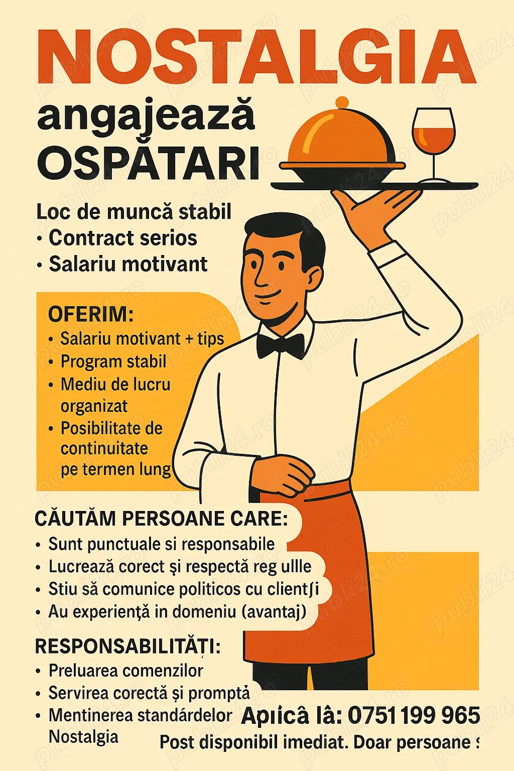 Nostalgia Carei angajeaza ospatari