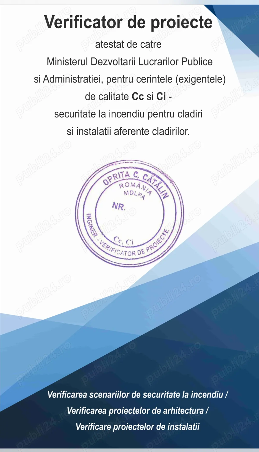 Verificator proiecte securitate la incendiu Cc Ci