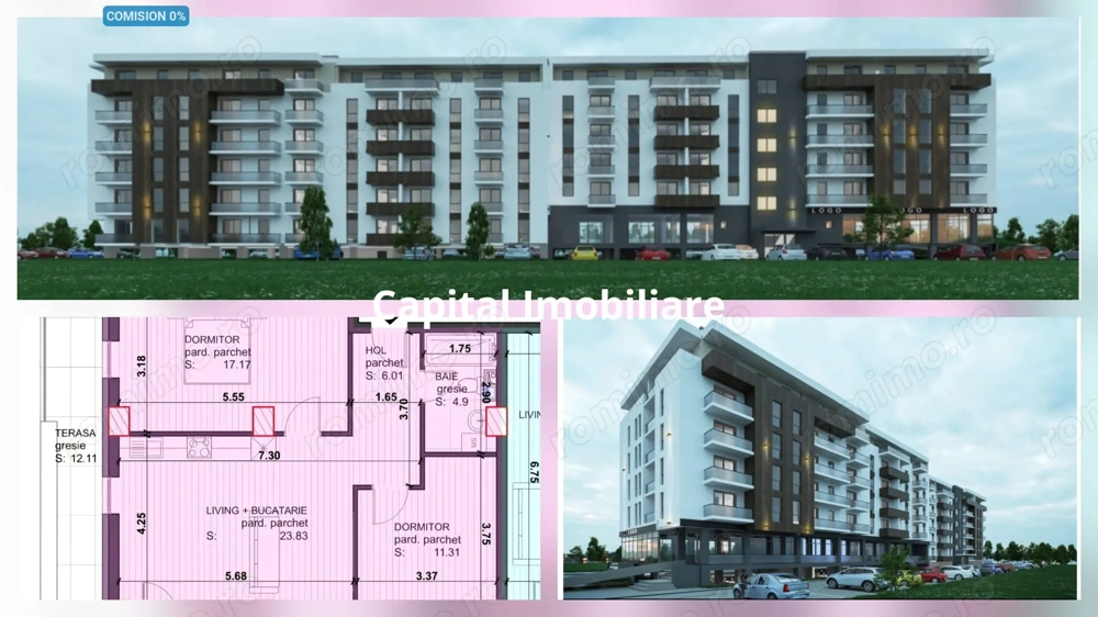 Apartament cu 3 camere, bloc nou, 2 terase Baia Mare Comision 0