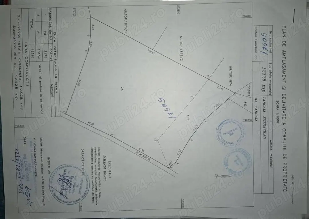 Teren extravilan cu livadă de aluni și pădure 