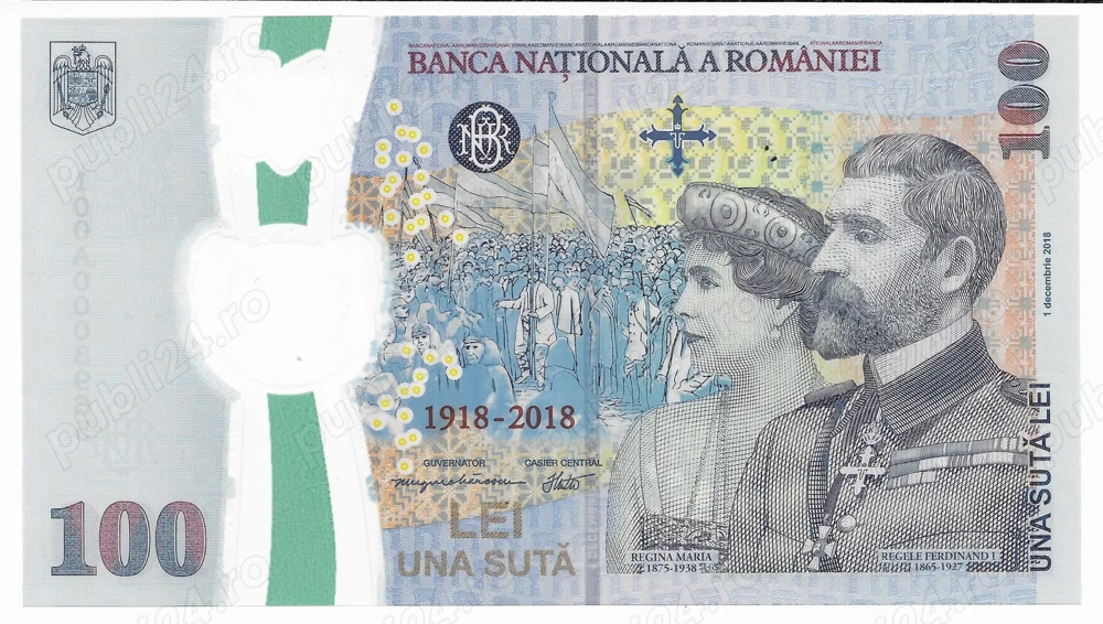 100 lei 2018 - Bancnotă aniversară 100 de ani de la Marea Unire de la 1 Decembrie 1918