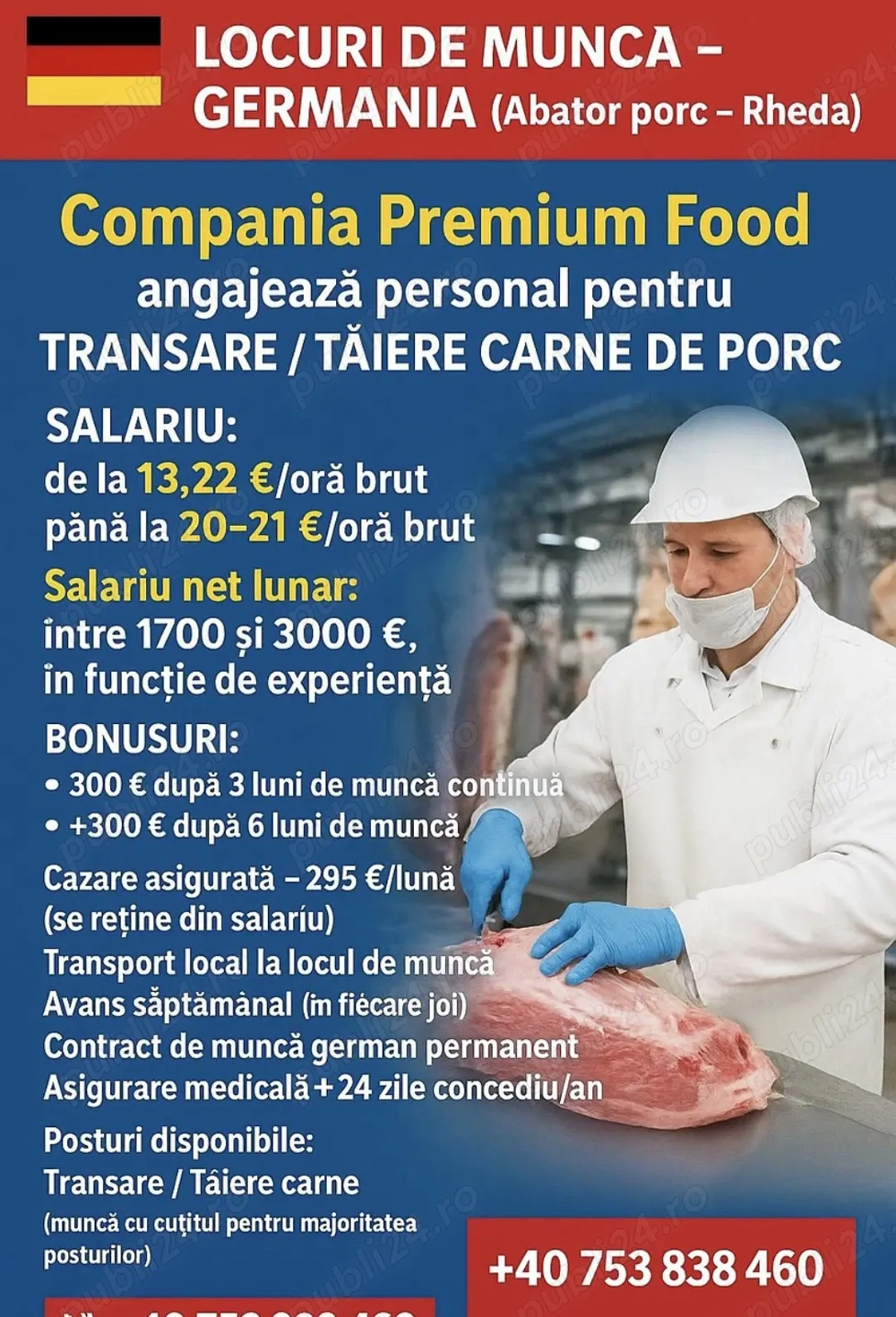  LOCURI DE MUNCĂ   GERMANIA (Abator porc Compania Premium Food)