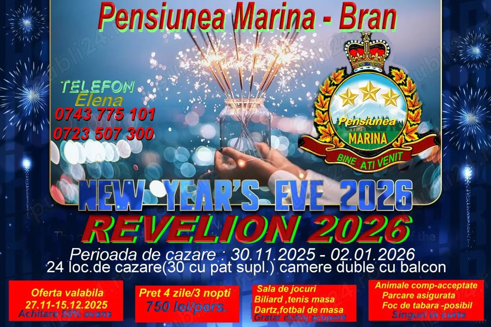 Cazare Revelion 2026 la Bran 