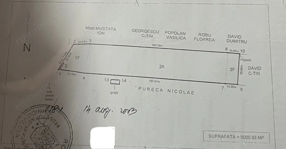 Vând teren extravilan 9.000 mp   acces pietruit   Genunei, Tomșani (Vâlcea) 